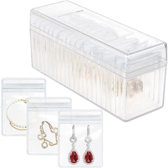 Other - Acrylic Clear Jewelry Box+20 Colorful Organizer bags